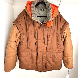 UGG Kristian Convertible Puffer Coat Vest Unisex L/XL 1158696 Pecan/Moss NWT